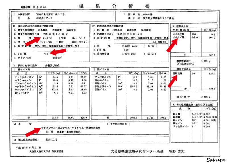 水神の森_温泉分析書