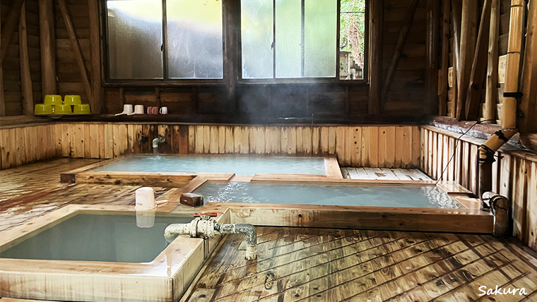 【湯之谷山荘】一同に会す三種の温泉