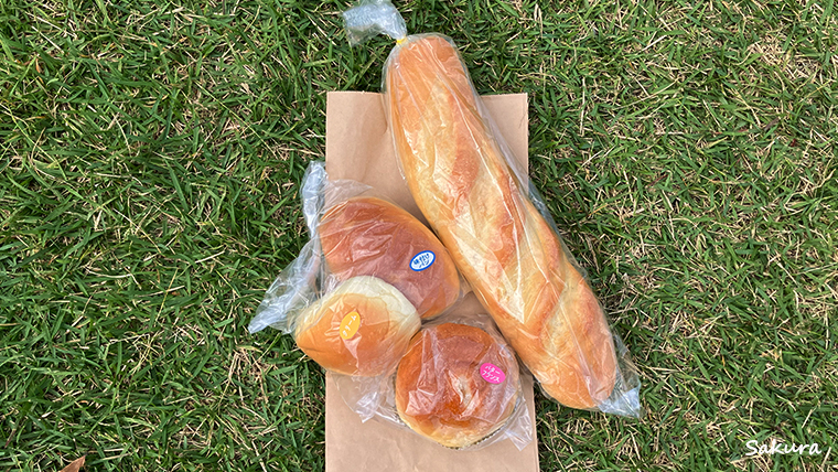 公園でのんびり友永パンのパン